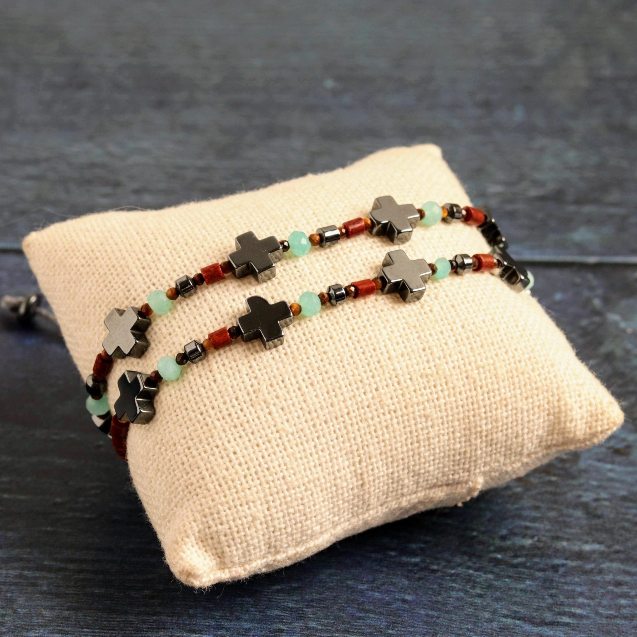 Hematite Cross Wrap- Handmade Jewellery - i am boho