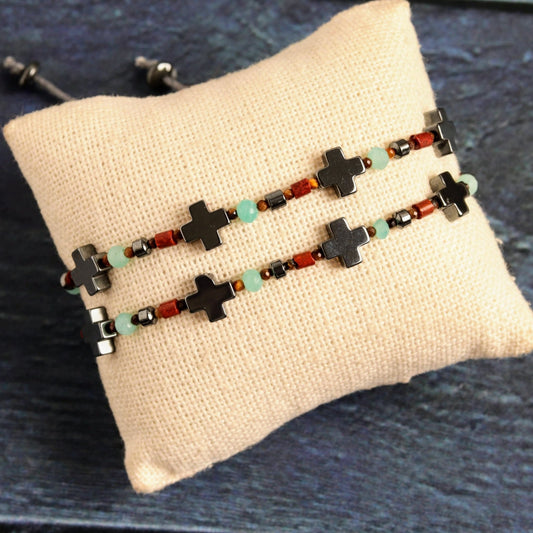 Hematite Cross Wrap- Handmade Jewellery - i am boho