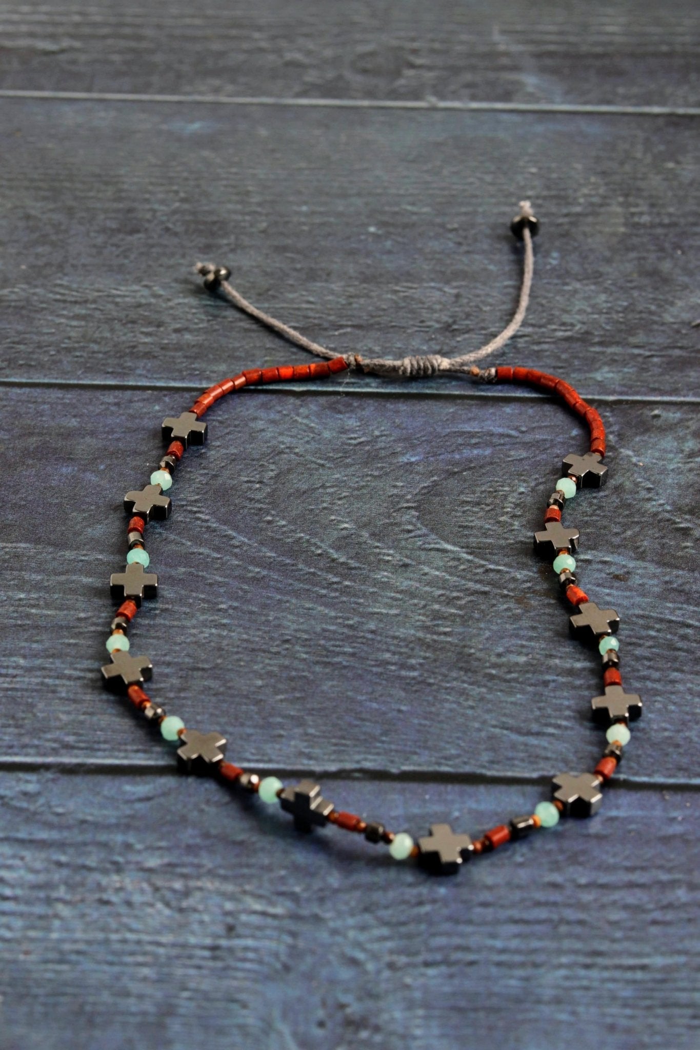 Hematite Cross Wrap- Handmade Jewellery - i am boho
