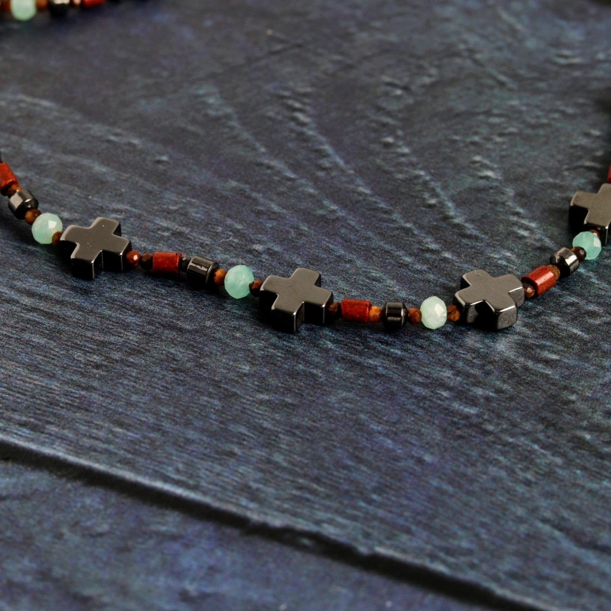 Hematite Cross Wrap- Handmade Jewellery - i am boho