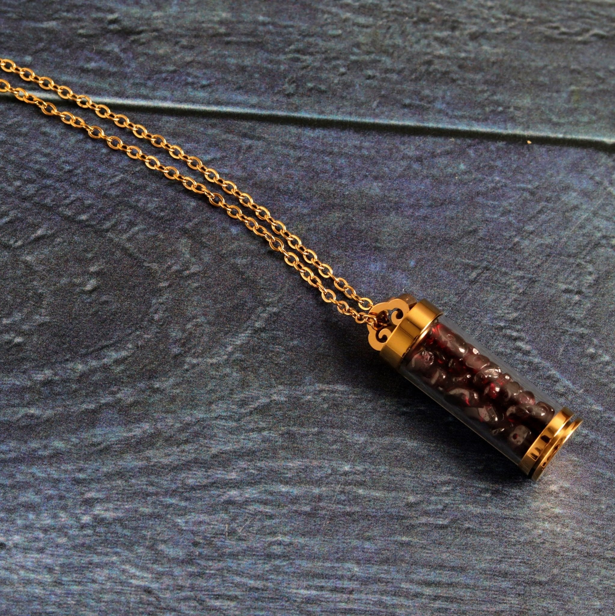 Garnet Vial- Handmade Jewellery - i am boho