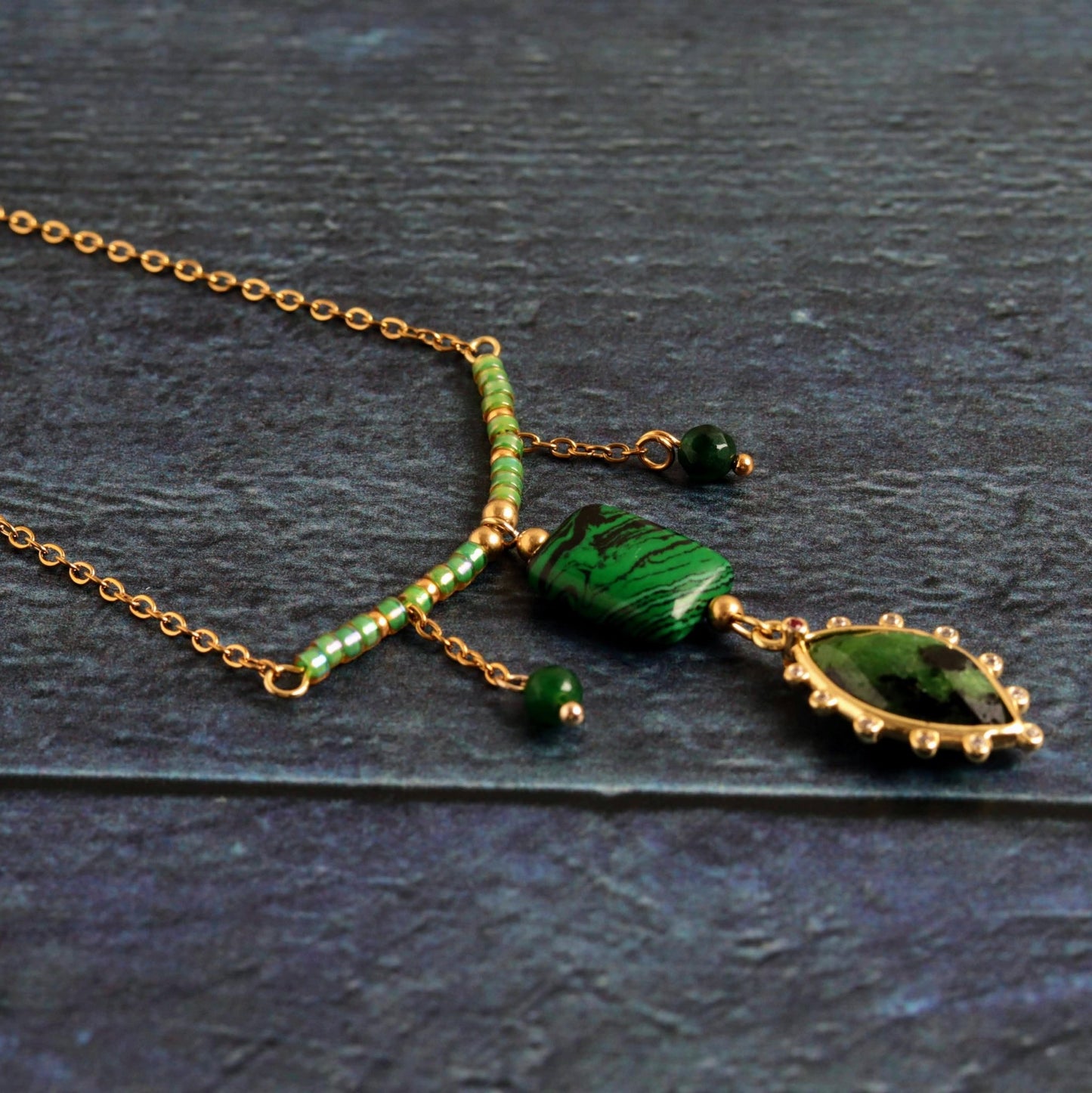 Malachite Marquise- Handmade Jewellery - i am boho