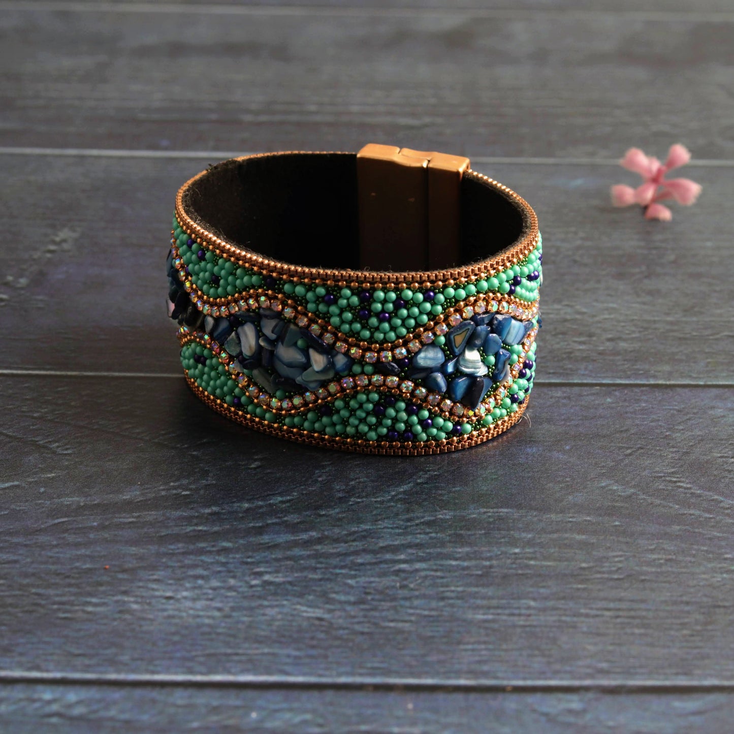 Wrap cuff in aqua