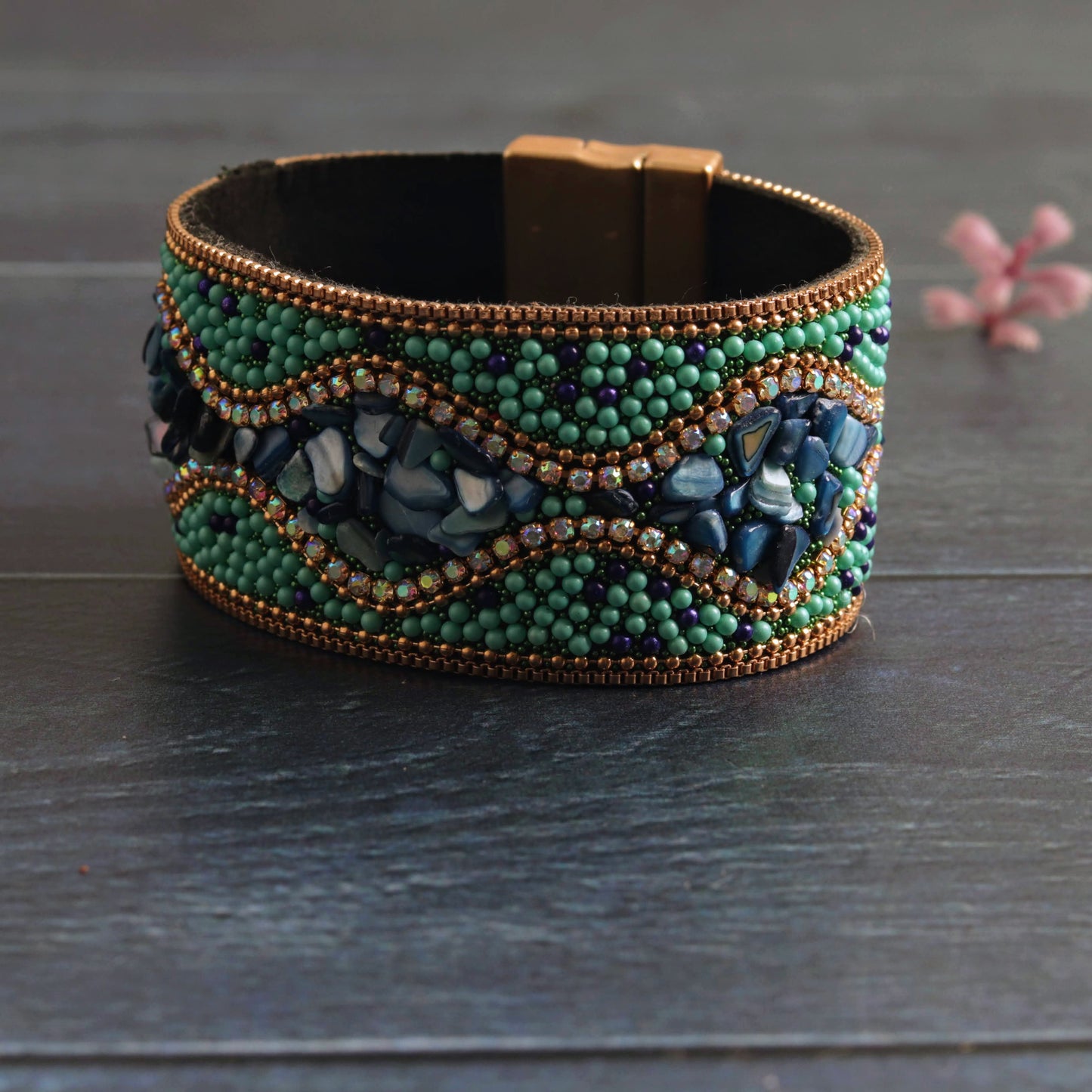 Wrap cuff in aqua