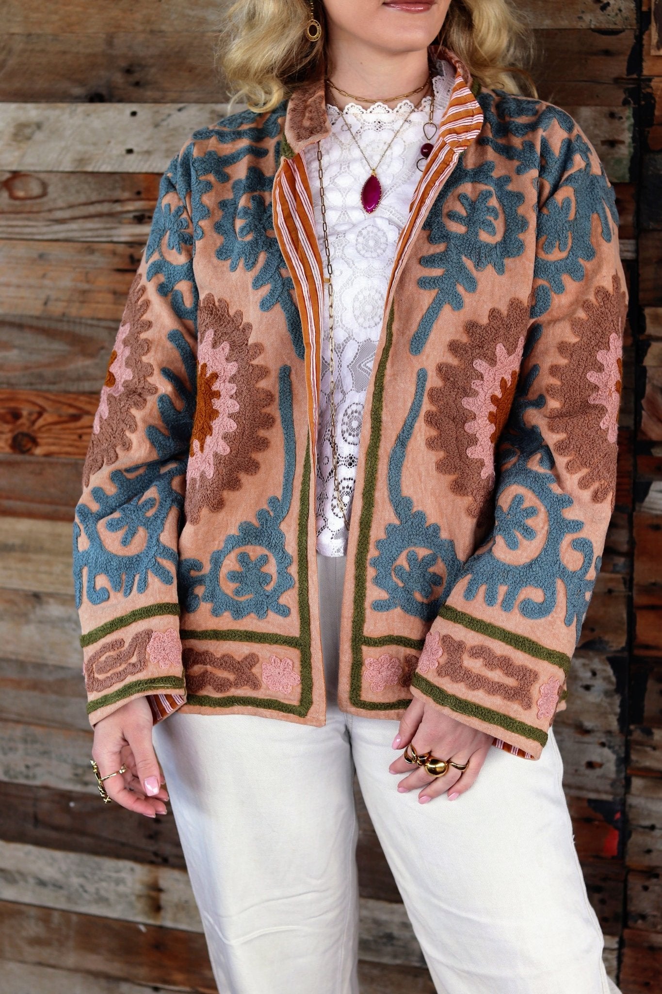 Cotton Suzani Jacket in Tuscan Clay- Handmade Jewellery - i am boho