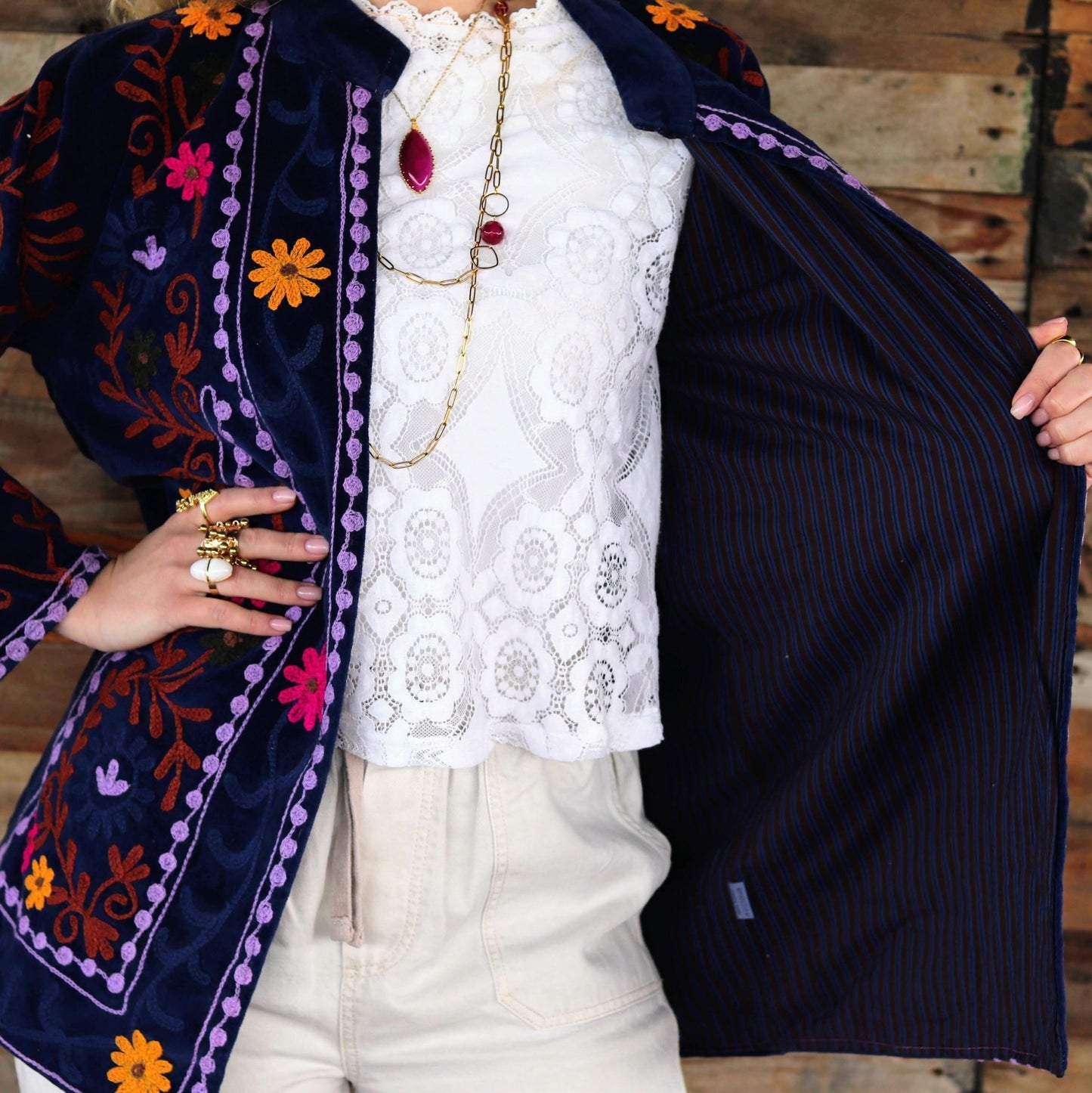 Velvet Suzani Jacket in Midnight Sail- Handmade Jewellery - i am boho