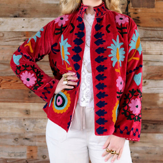 Velvet Suzani Jacket in Love Potion- Handmade Jewellery - i am boho