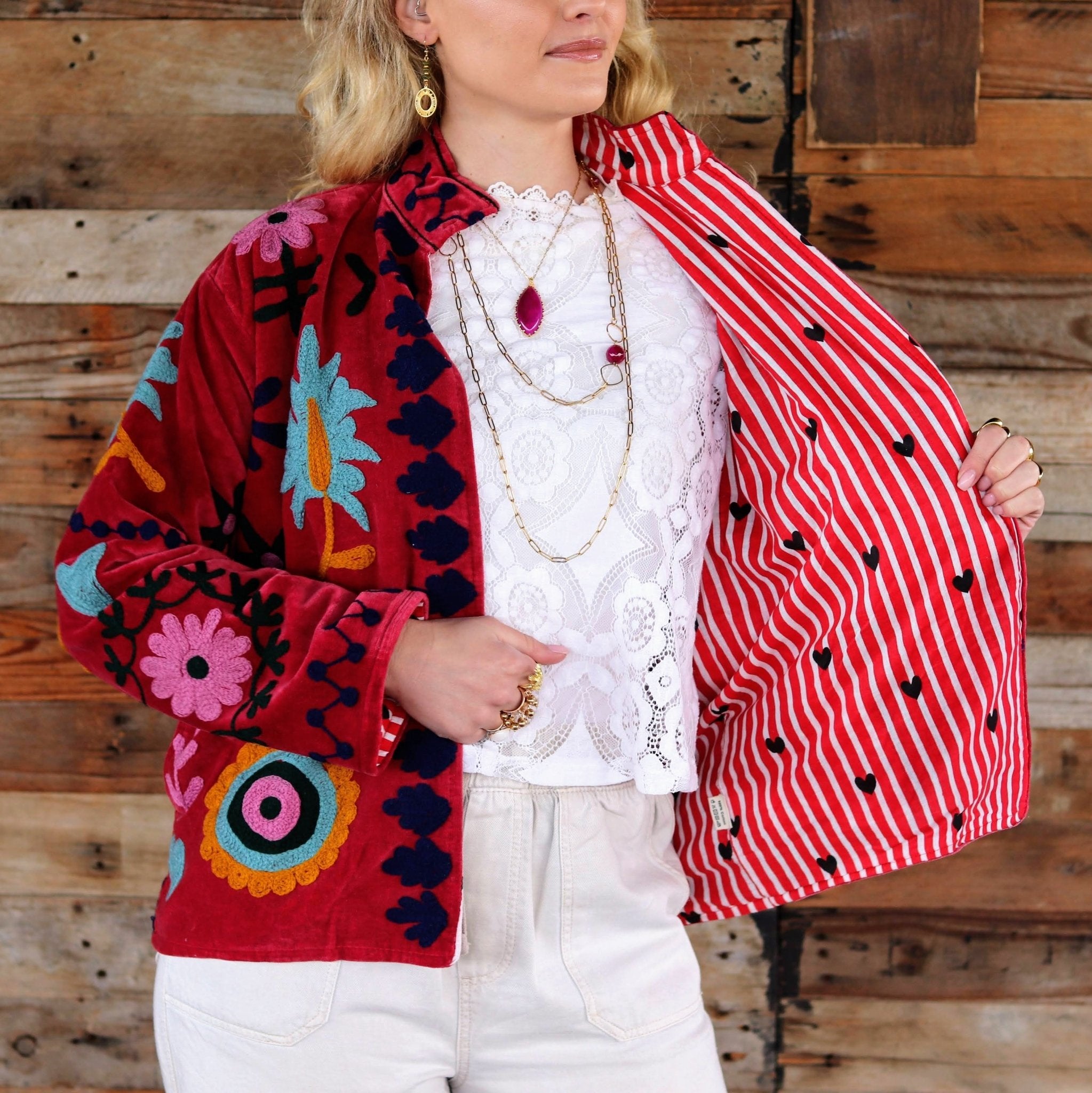 Velvet Suzani Jacket in Love Potion- Handmade Jewellery - i am boho