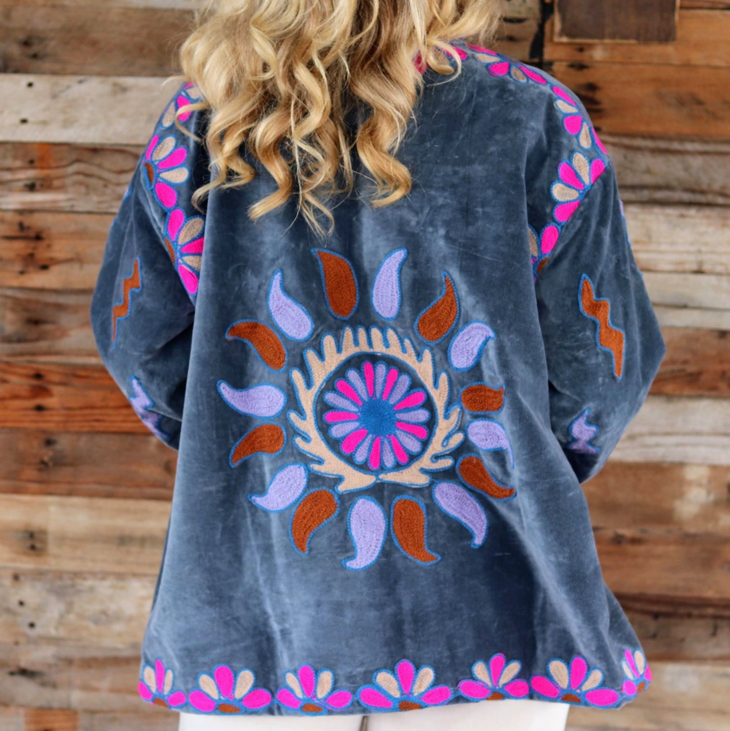 Velvet Suzani Jacket in Titanium- Handmade Jewellery - i am boho