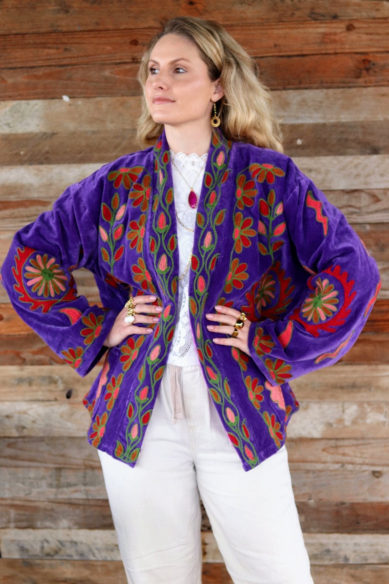 Velvet Suzani Jacket in Plum Jam- Handmade Jewellery - i am boho