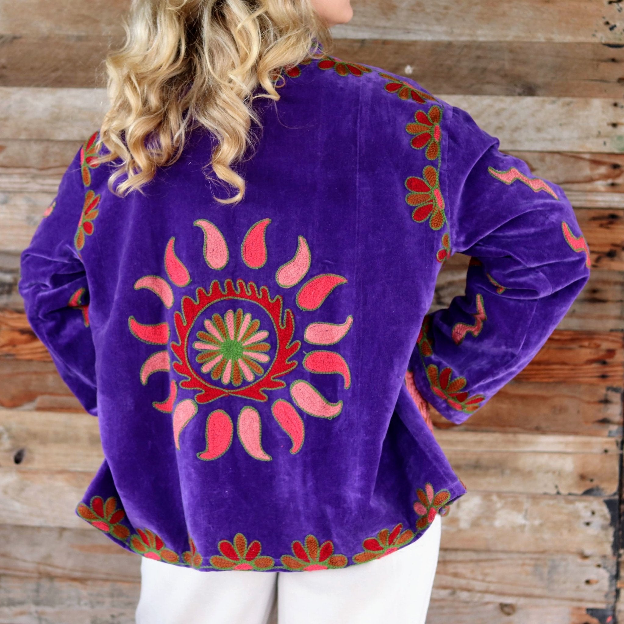 Velvet Suzani Jacket in Plum Jam- Handmade Jewellery - i am boho