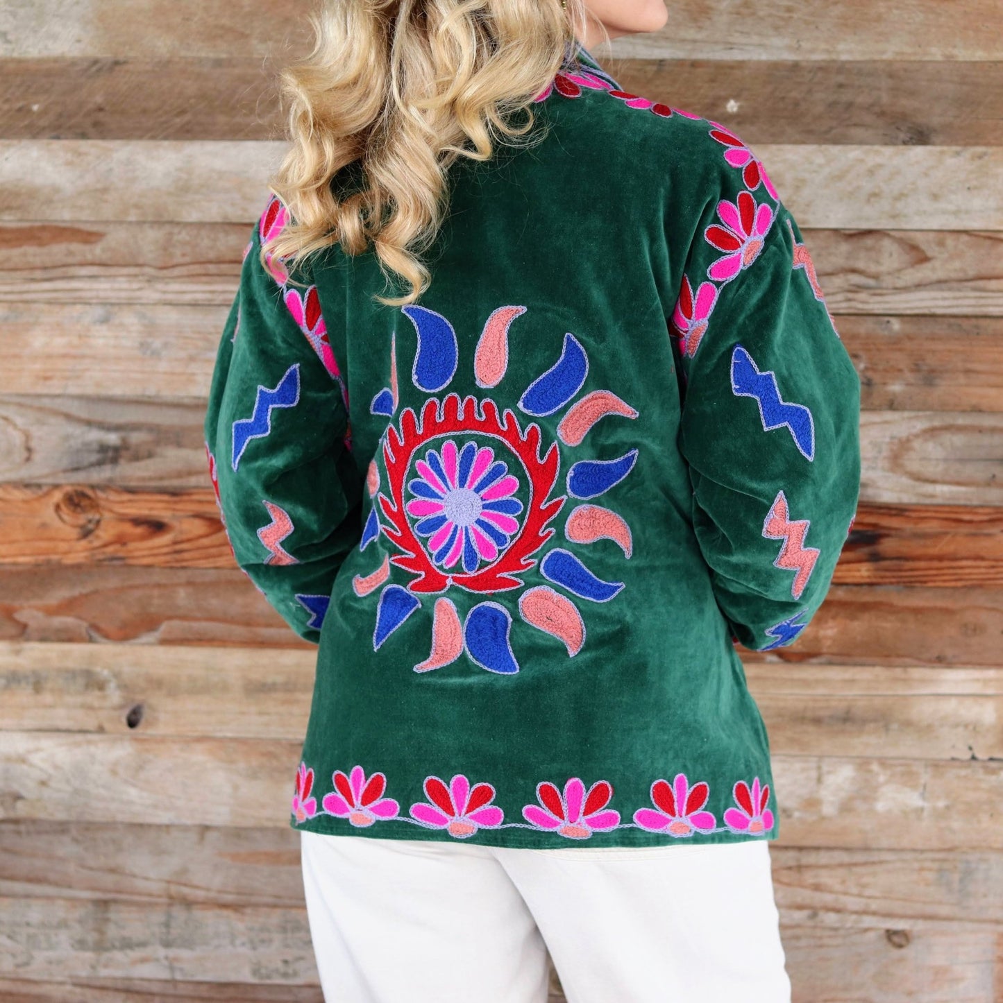 Velvet Suzani Jacket in Creme de Menthe- Handmade Jewellery - i am boho
