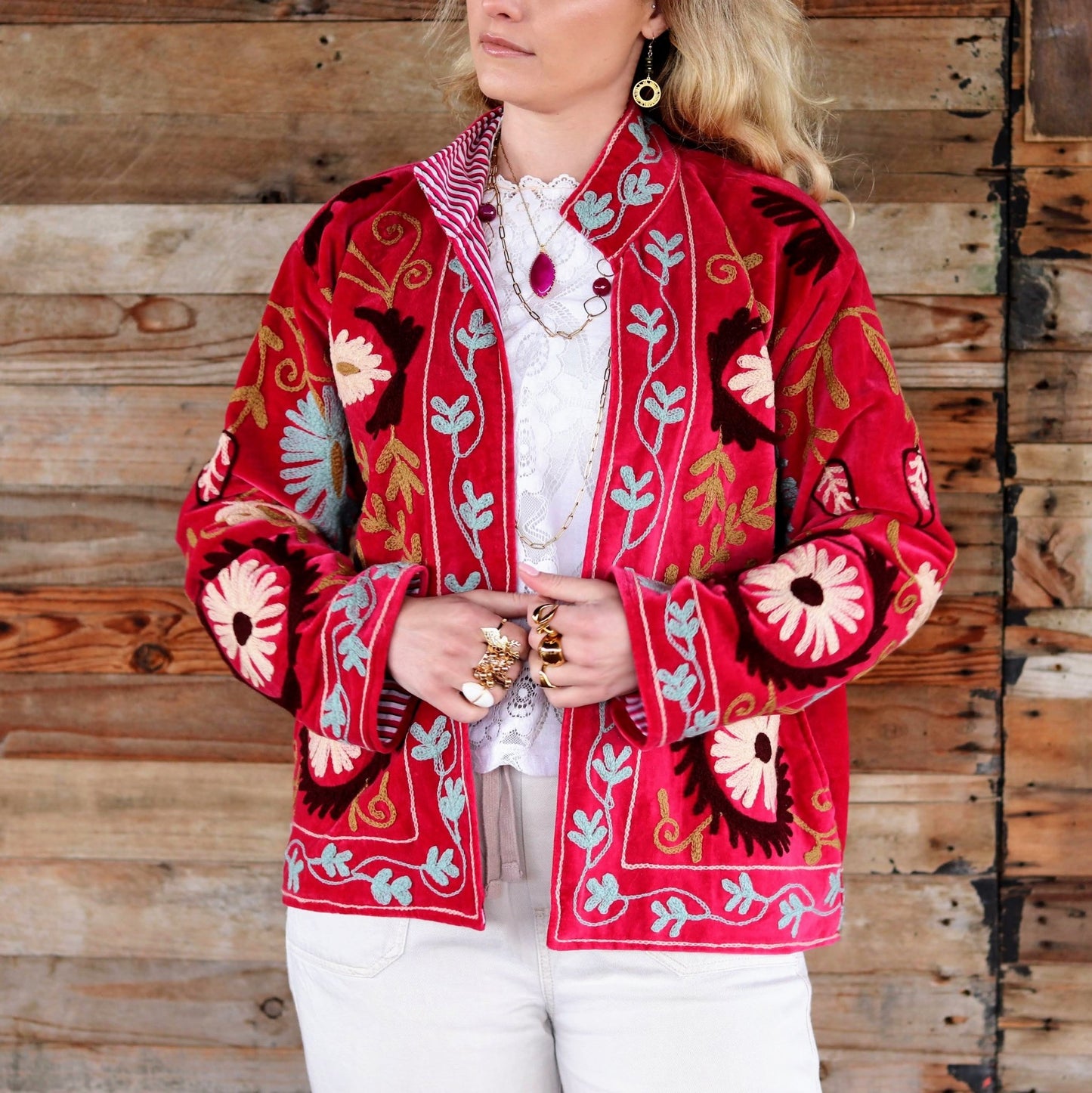 Velvet Suzani Jacket in Raspberry Wine- Handmade Jewellery - i am boho