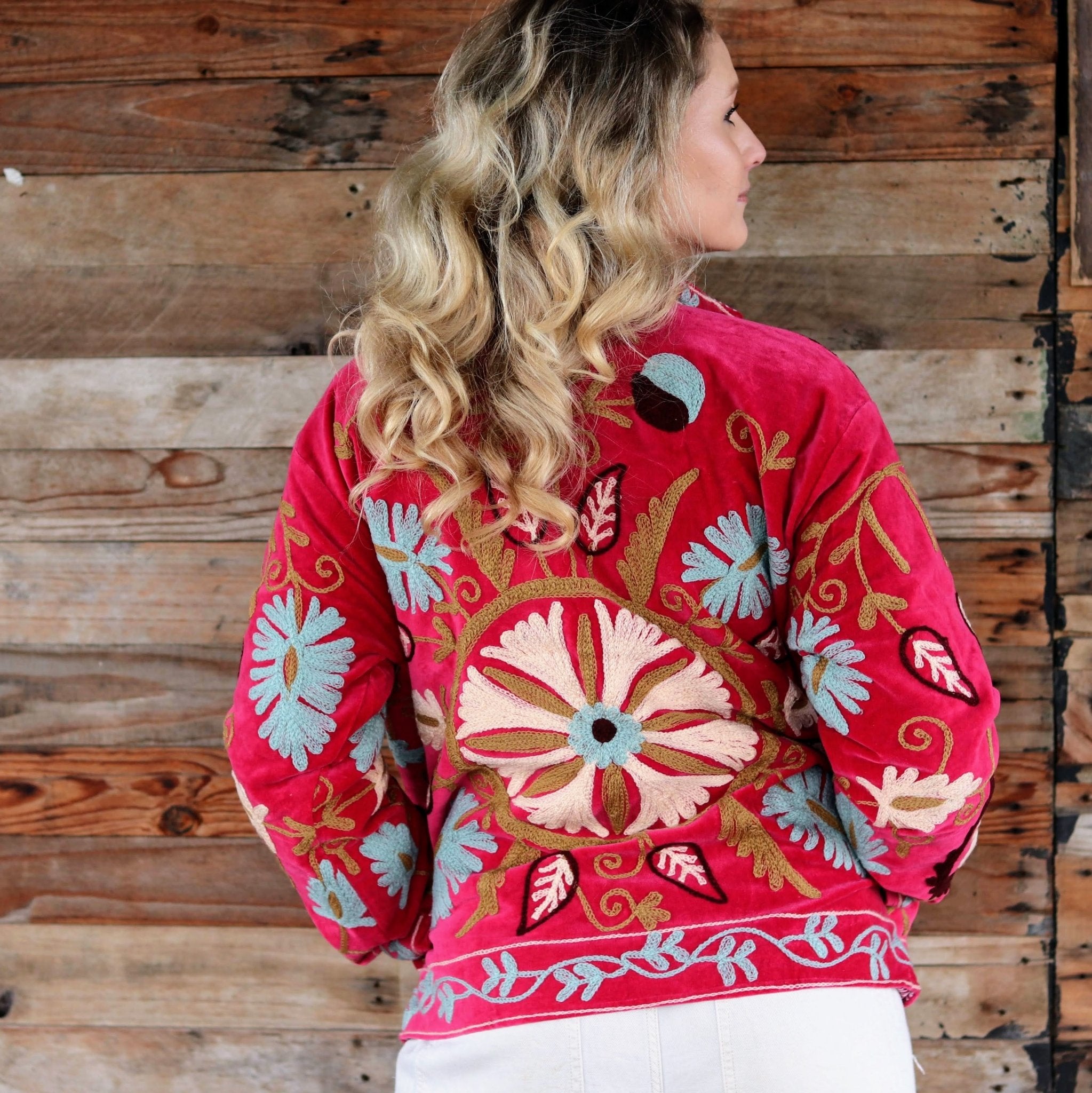 Velvet Suzani Jacket in Raspberry Wine- Handmade Jewellery - i am boho