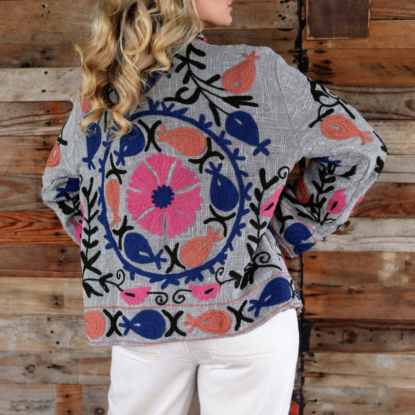 Cotton Suzani Jacket in Silver Lining- Handmade Jewellery - i am boho