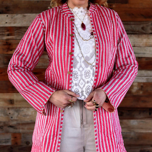 Reversible Quilted Coat in Blushing Rose- Handmade Jewellery - i am boho