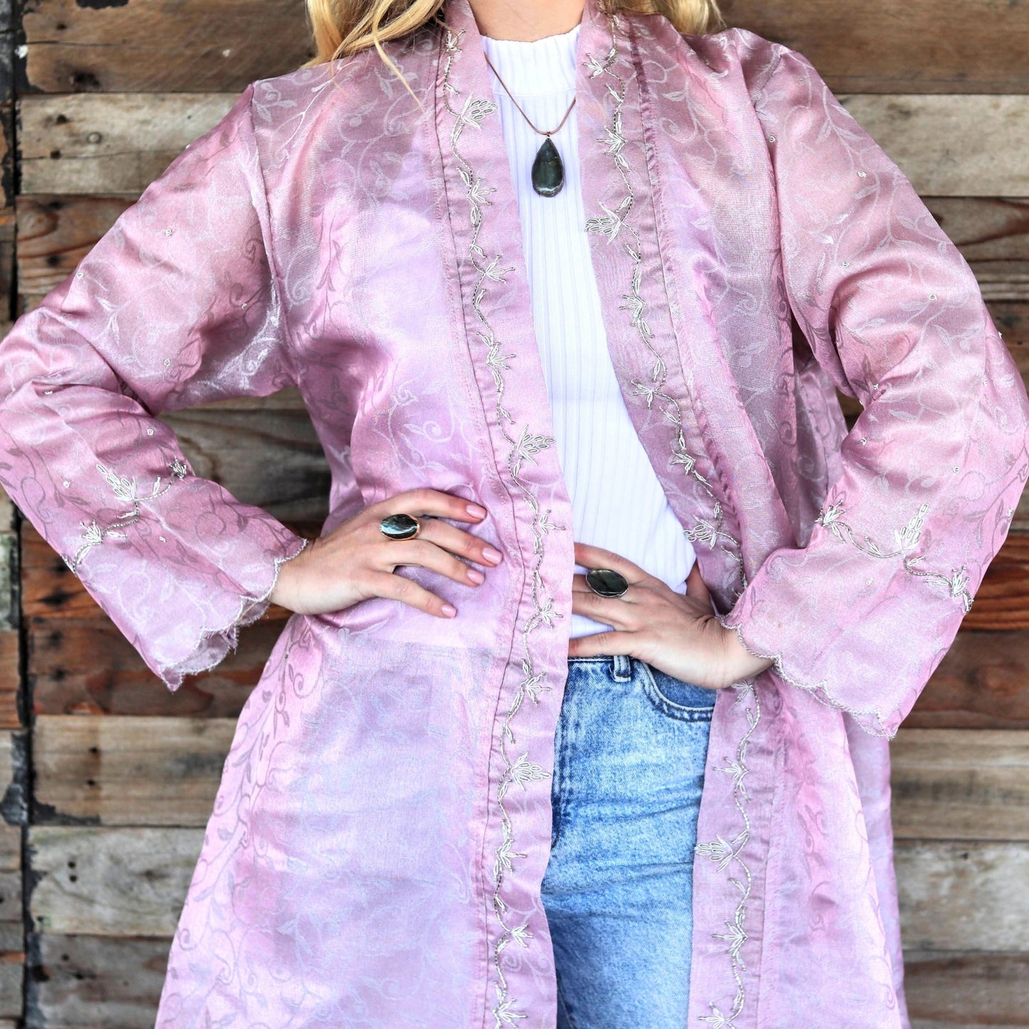 Blush & Silver Seas Kimono- Handmade Jewellery - i am boho