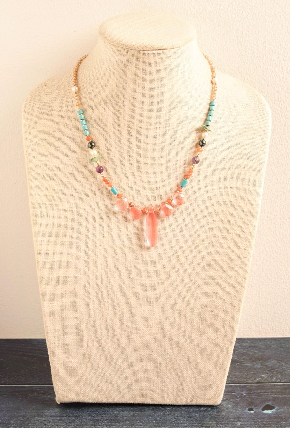 Watermelon Tourmaline Statement Necklace