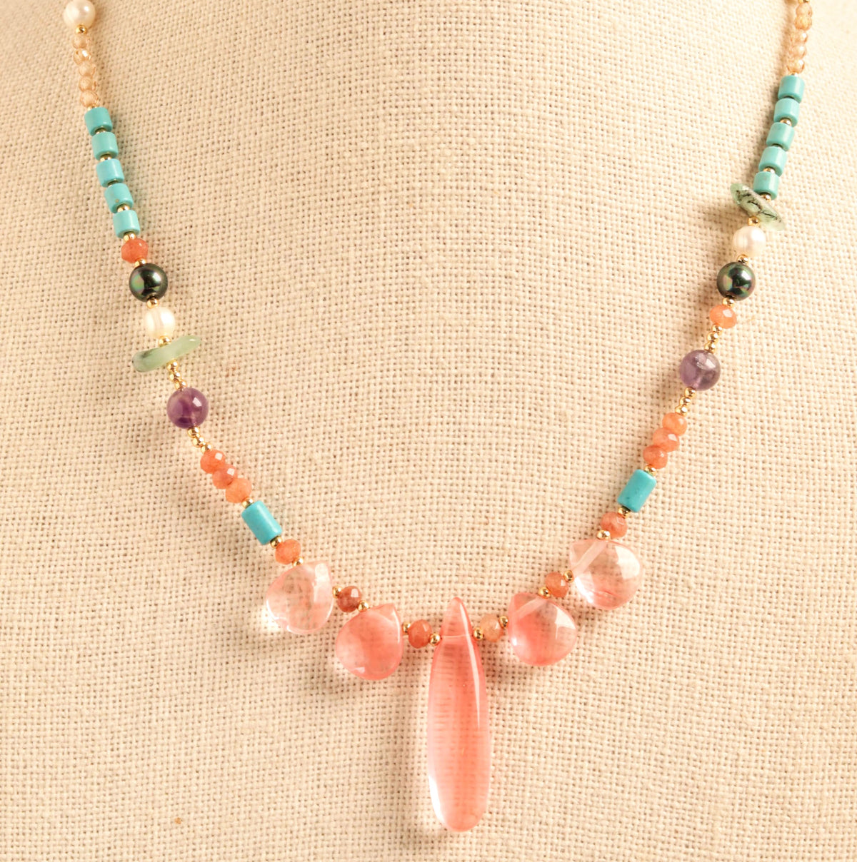 Watermelon Tourmaline Statement Necklace