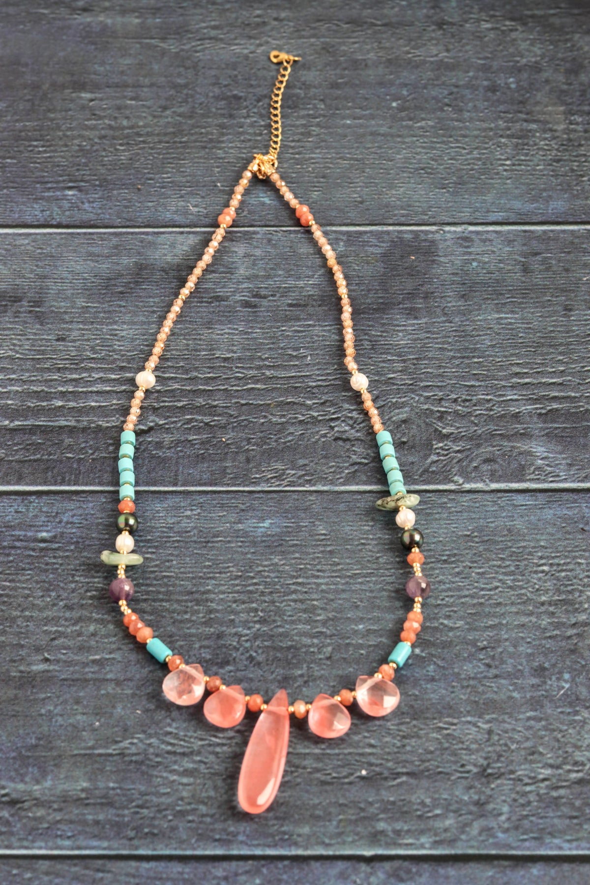 Watermelon Tourmaline Statement Necklace