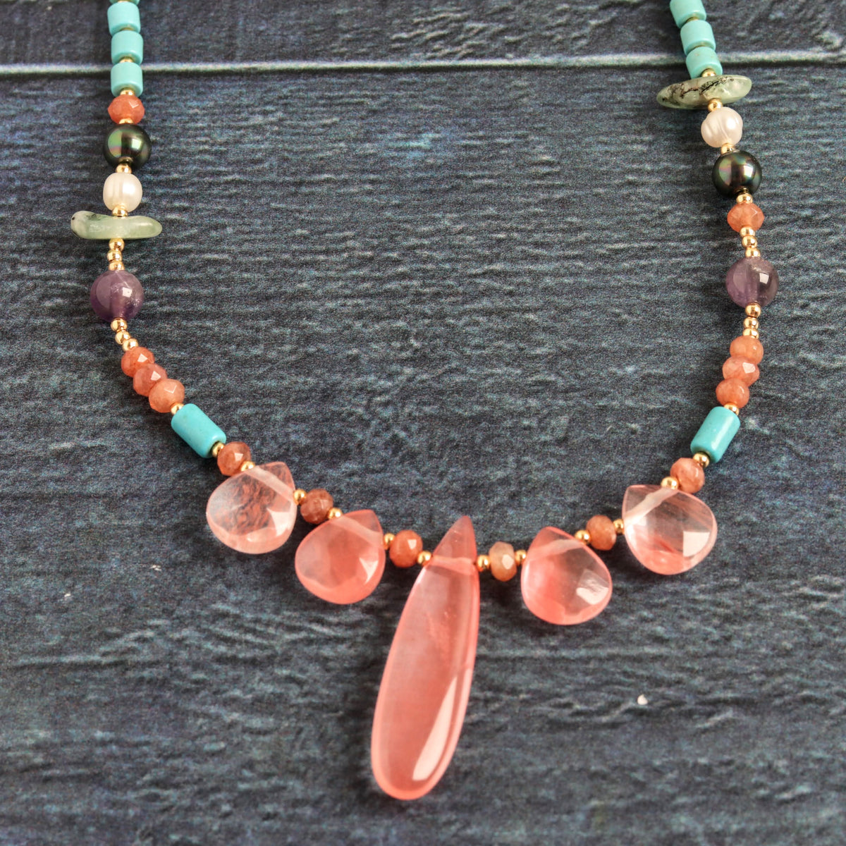 Watermelon Tourmaline Statement Necklace