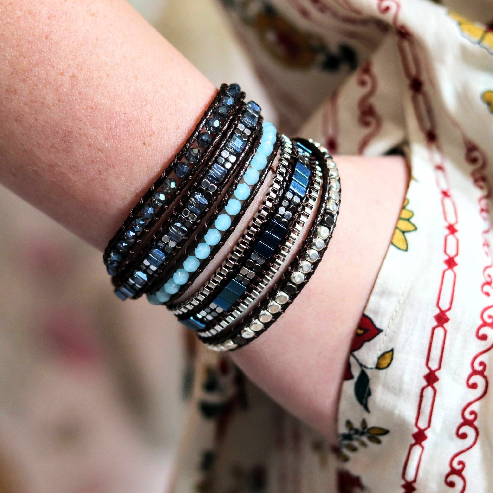 Kyanite Blue Glass Wrap- Handmade Jewellery - i am boho