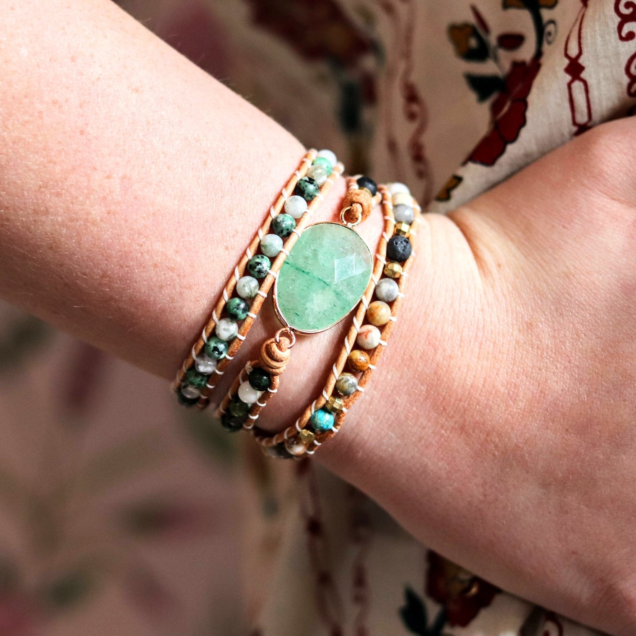 Aventurine & Moss Agate Wrap- Handmade Jewellery - i am boho