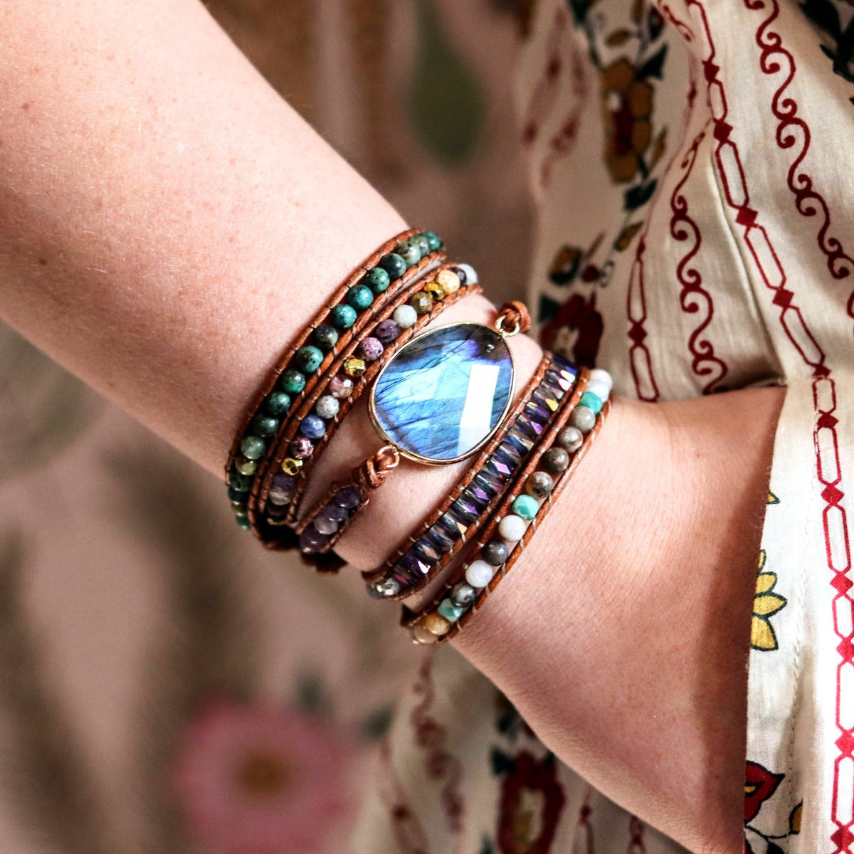 Labradorite & Mixed Jasper Wrap- Handmade Jewellery - i am boho