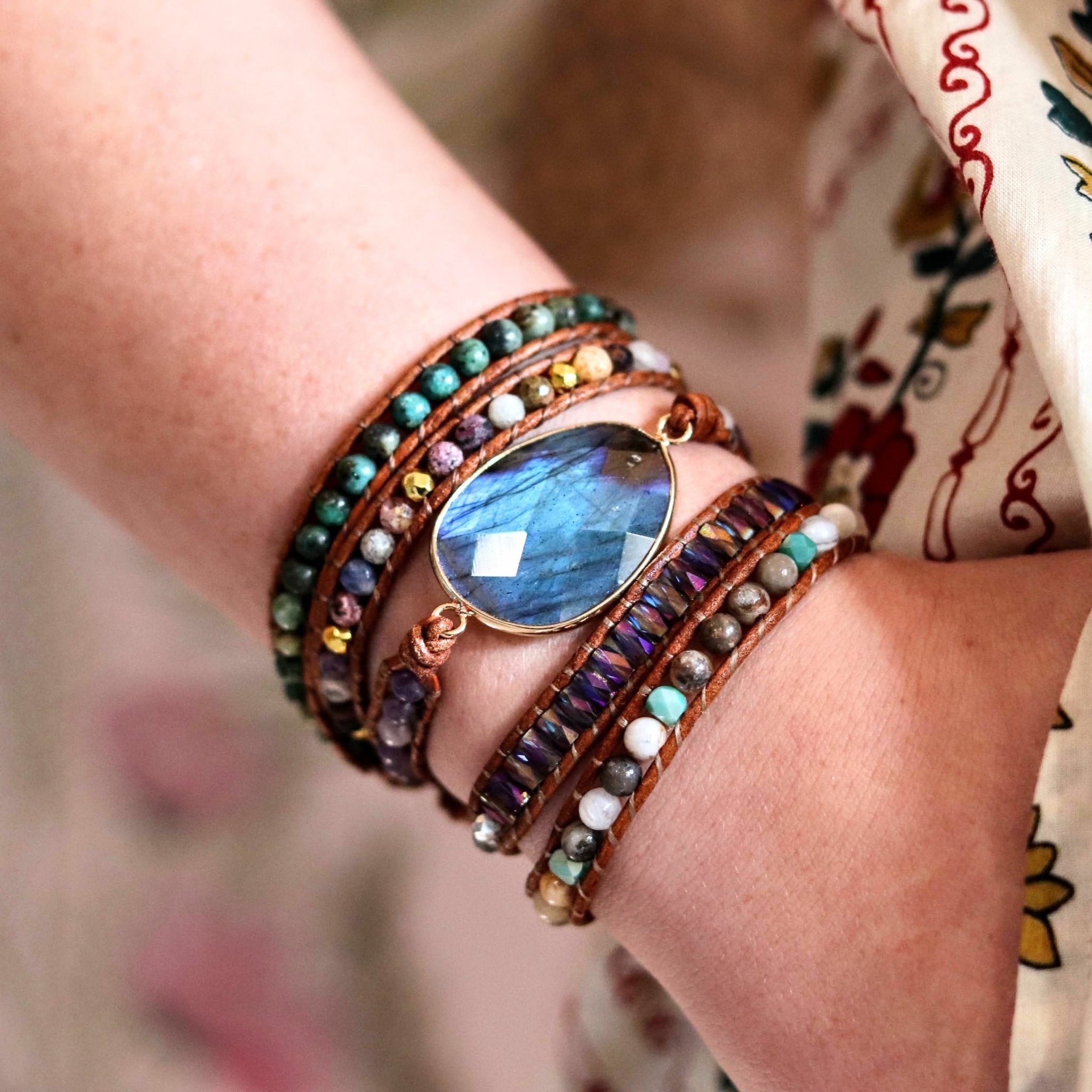 Labradorite & Mixed Jasper Wrap- Handmade Jewellery - i am boho