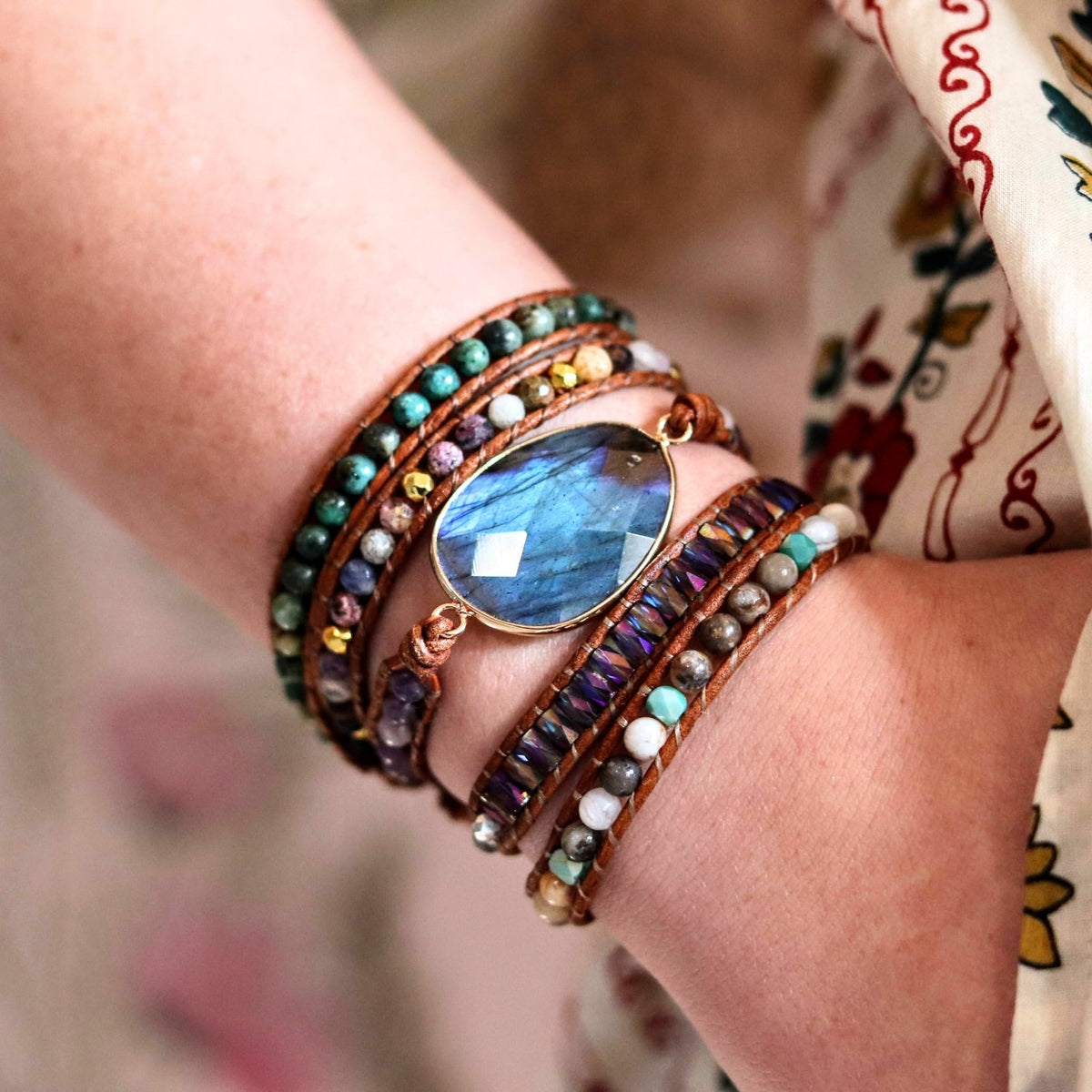 Labradorite & Mixed Jasper Wrap- Handmade Jewellery - i am boho