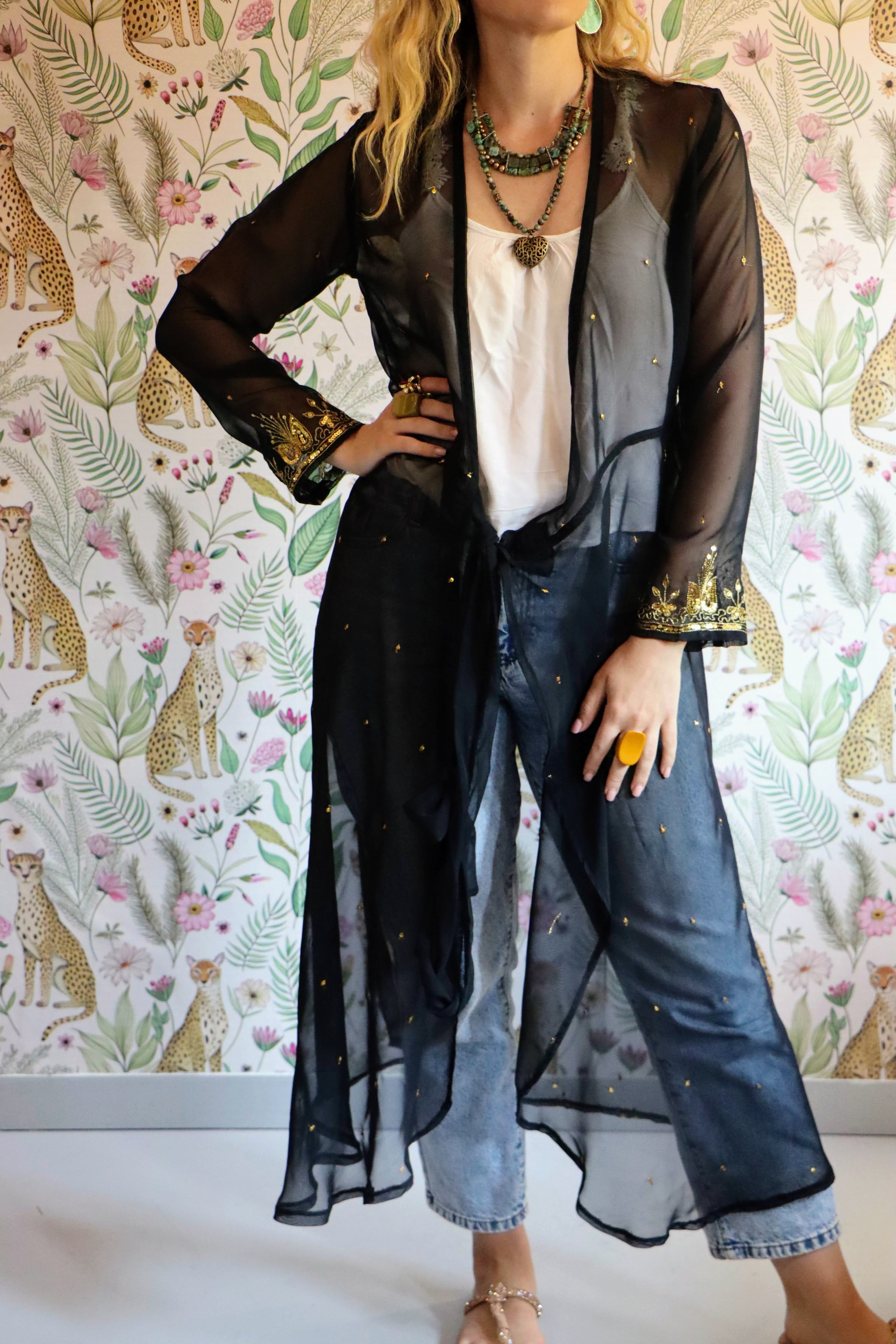 Sheer Nightfall Wrap Dress
