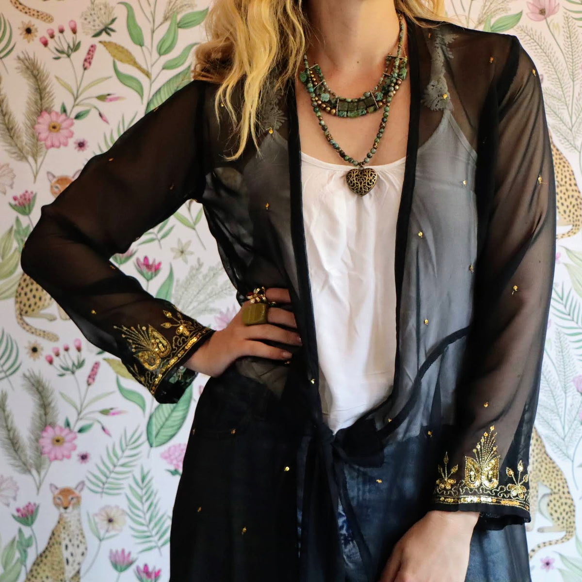 Sheer Nightfall Wrap Dress