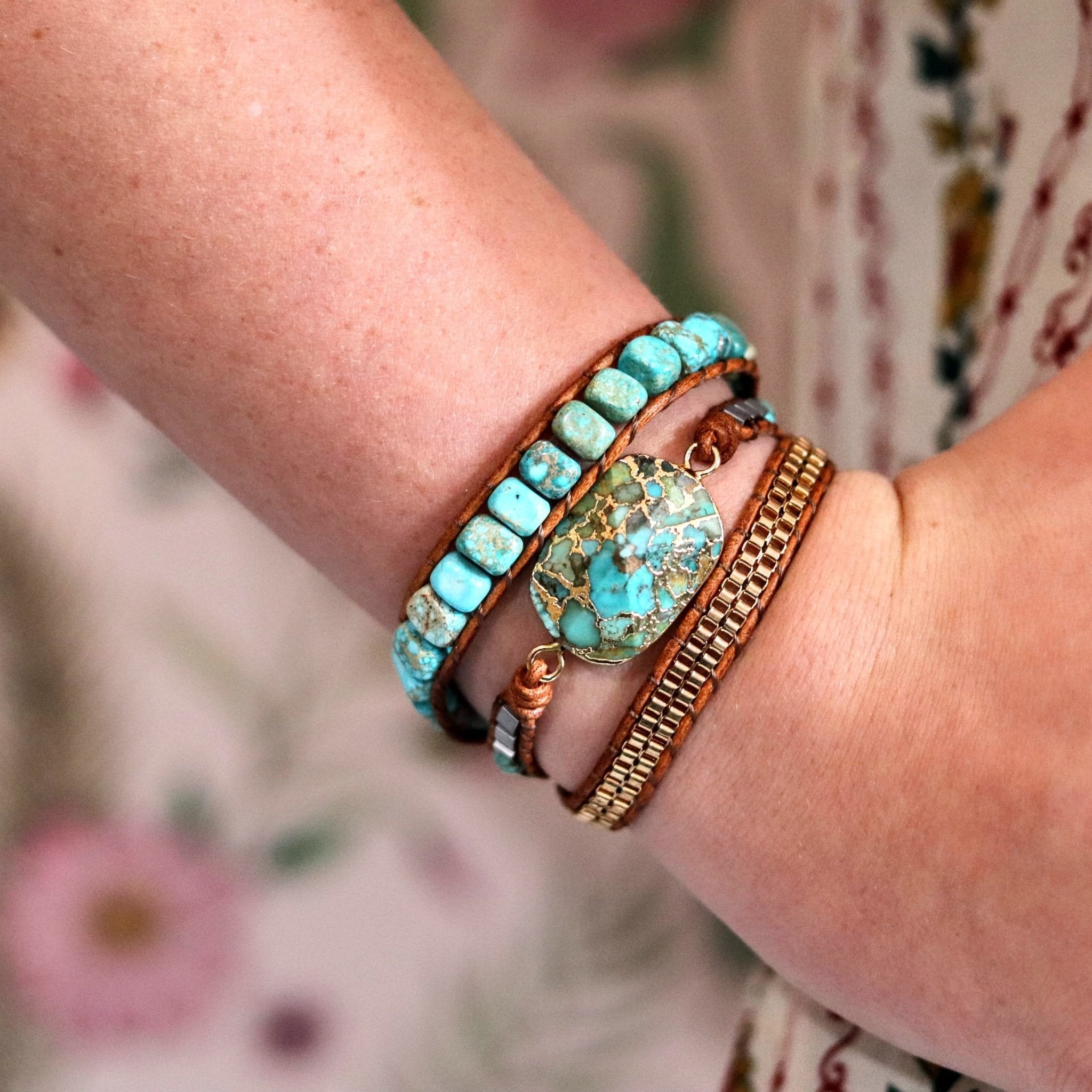 Lorde African Turquoise & Howlite Wrap- Handmade Jewellery - i am boho