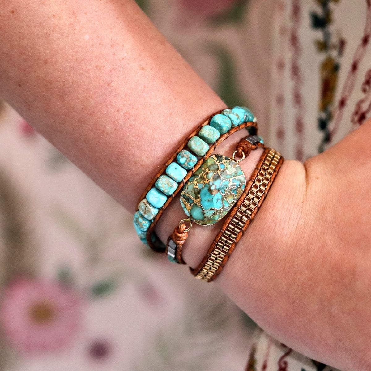 Lorde African Turquoise & Howlite Wrap- Handmade Jewellery - i am boho