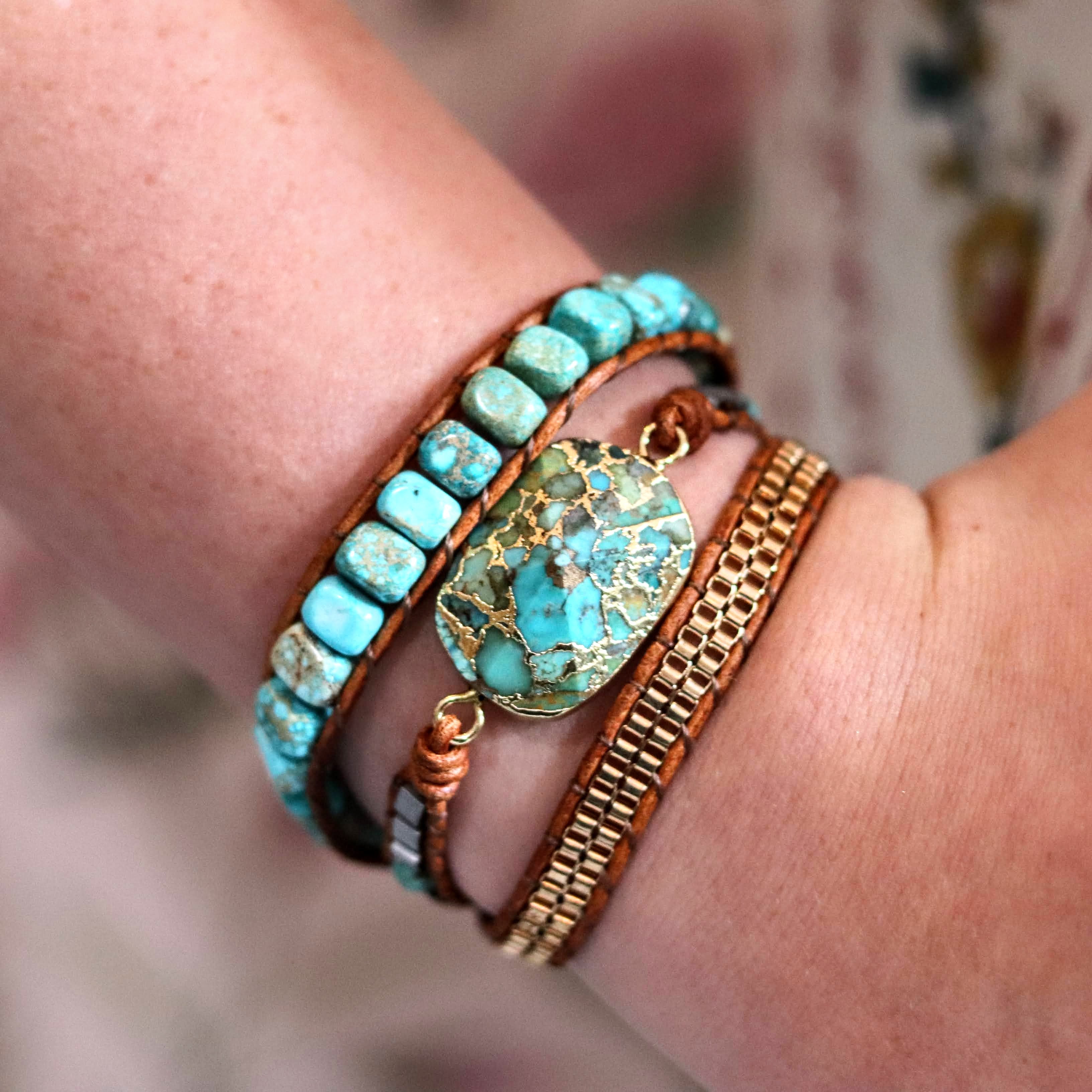 Lorde African Turquoise & Howlite Wrap- Handmade Jewellery - i am boho