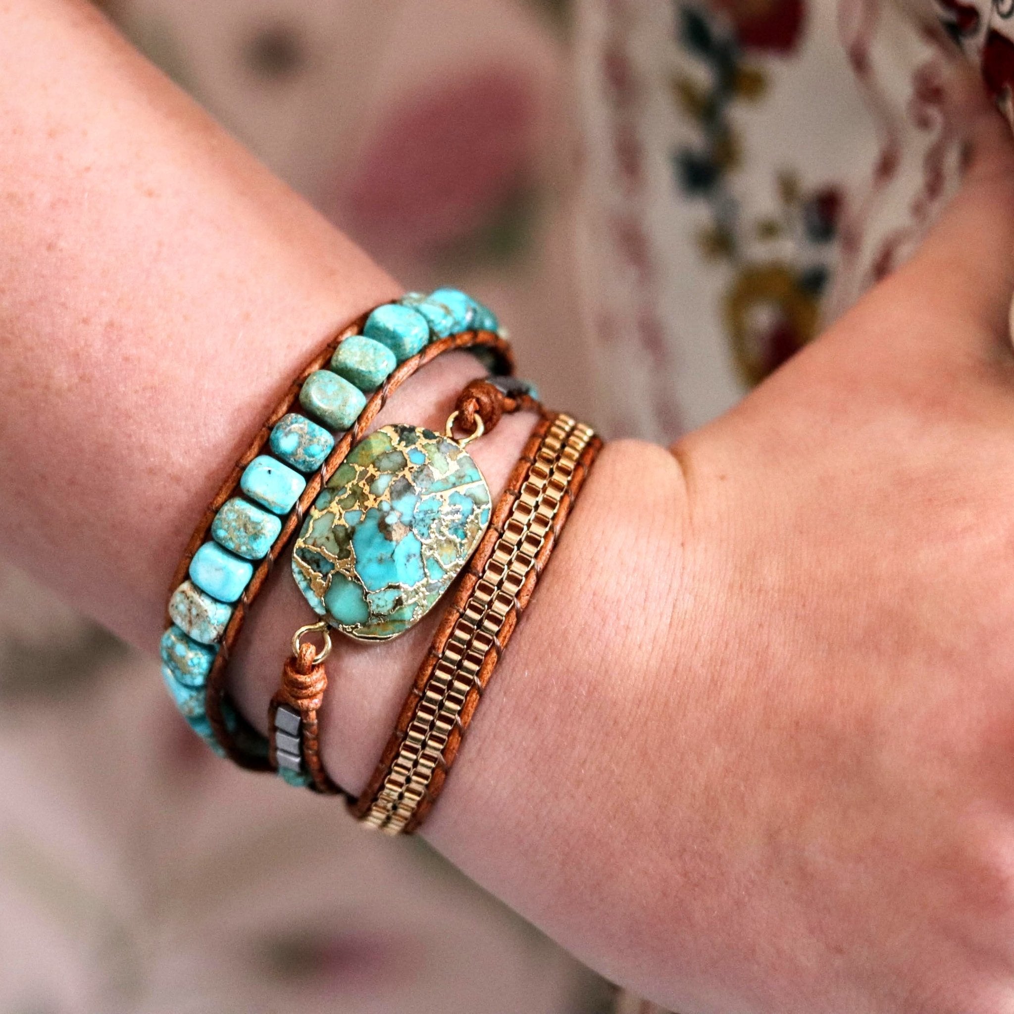 Lorde African Turquoise & Howlite Wrap- Handmade Jewellery - i am boho