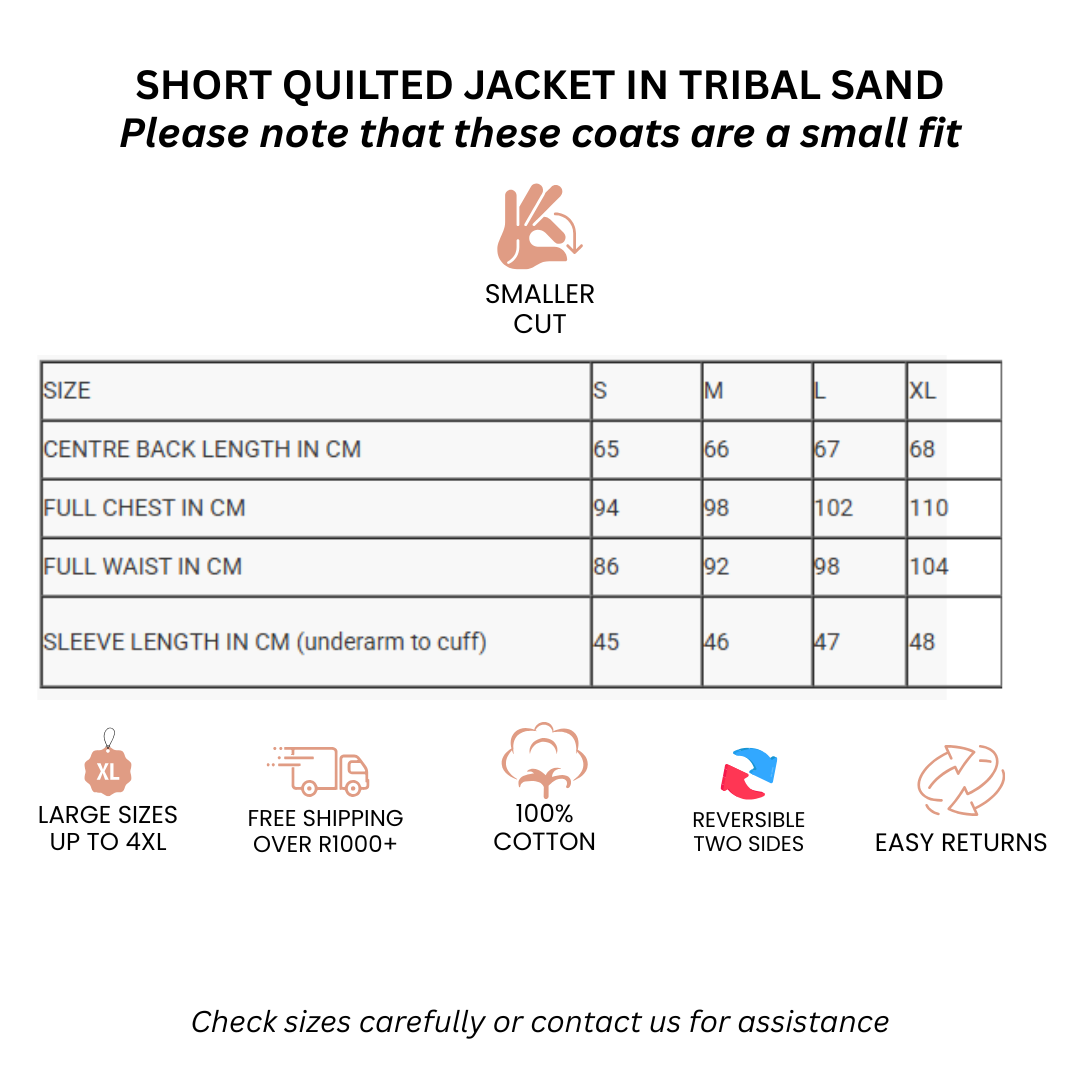 Long Quilted Jacket in Tribal Sand