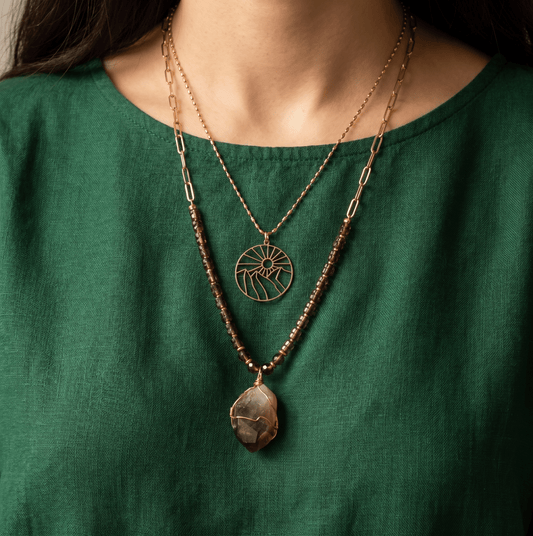 Ash & Gold Layered Necklace - Handmade Jewellery - i am boho