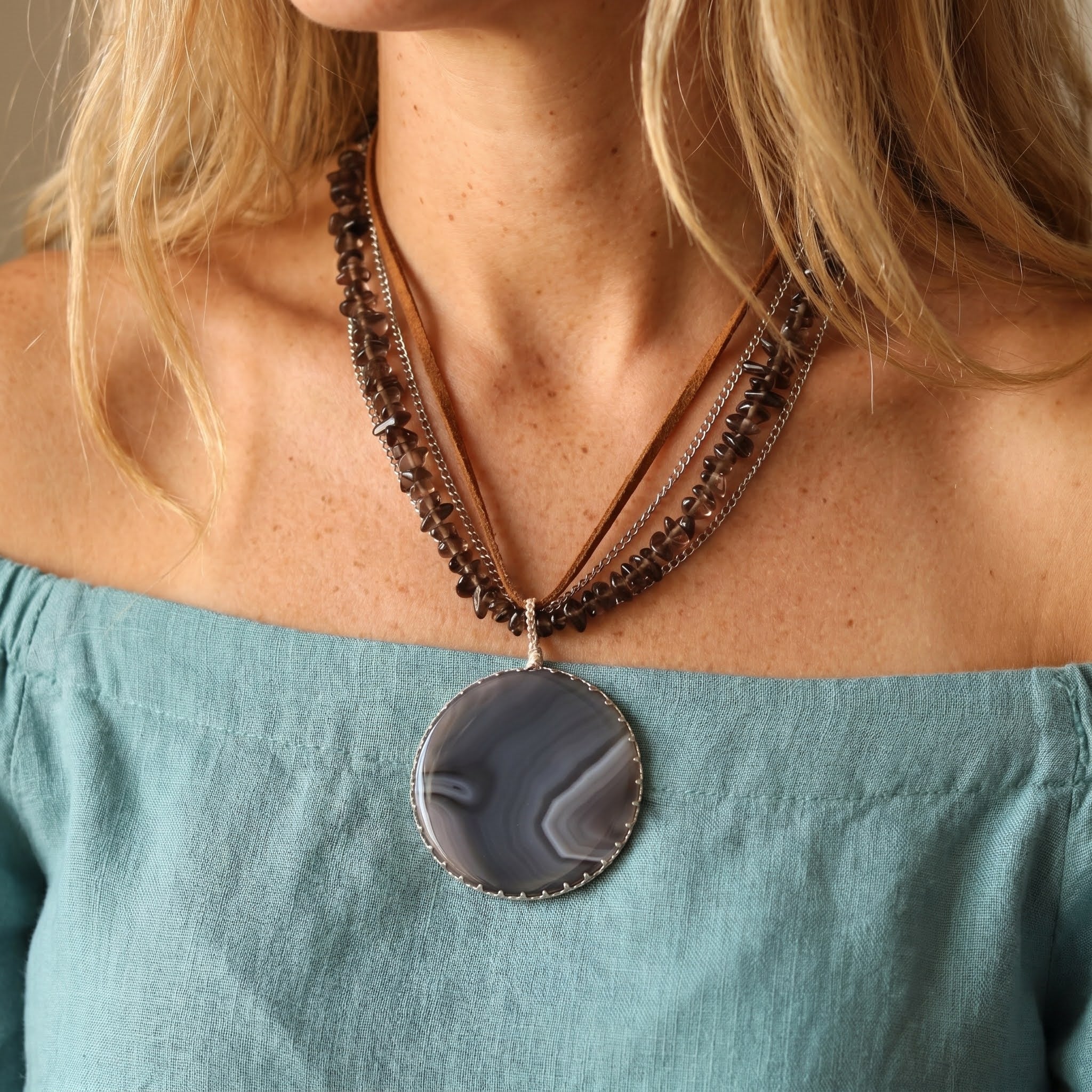Raw Earth Agate Necklace - Handmade Jewellery - i am boho