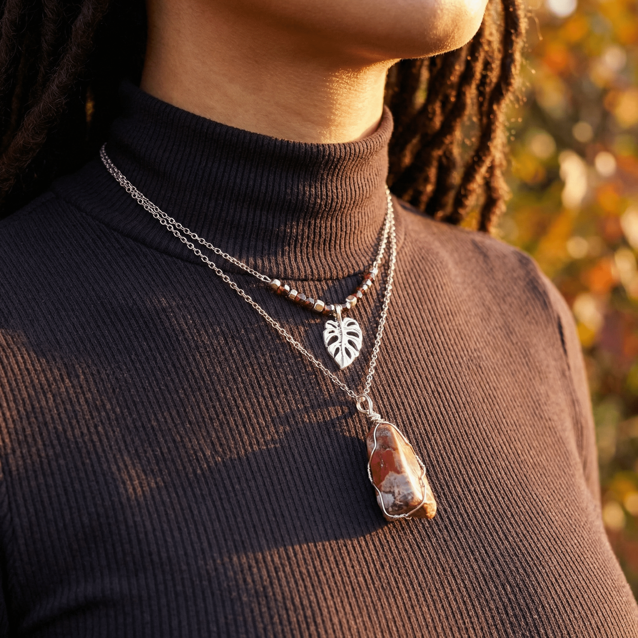 Garnet Monstera- Handmade Jewellery - i am boho