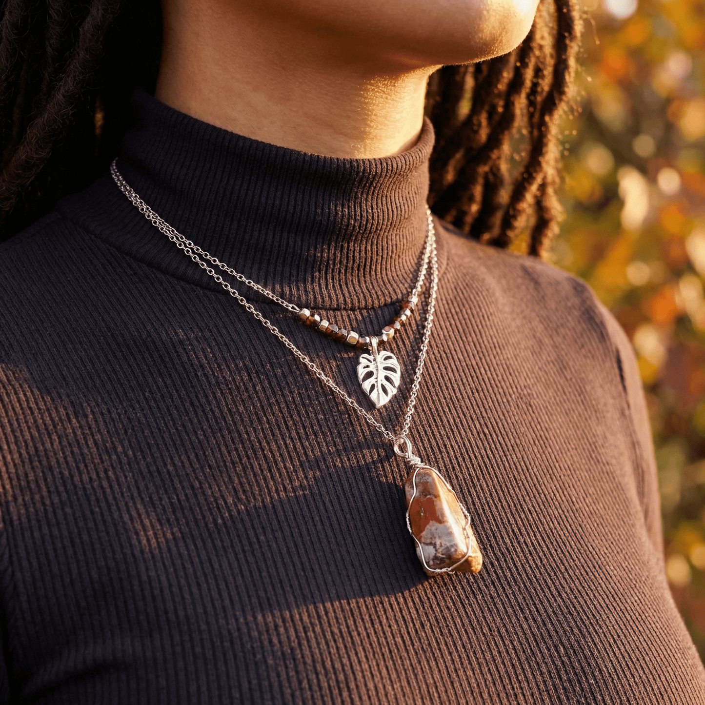 Garnet Monstera- Handmade Jewellery - i am boho