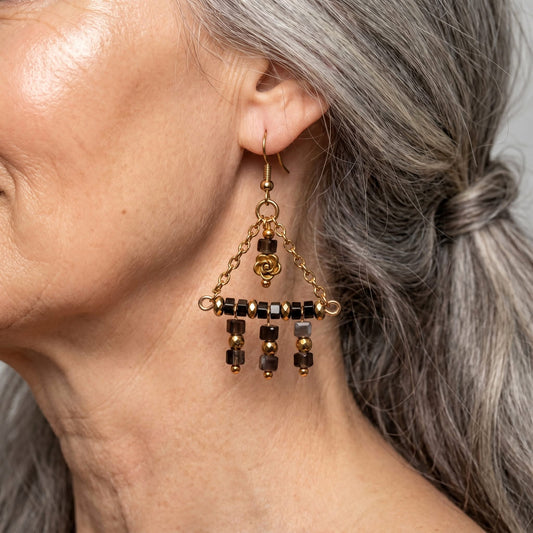 Smokey Rose Earrings - Handmade Jewellery - i am boho