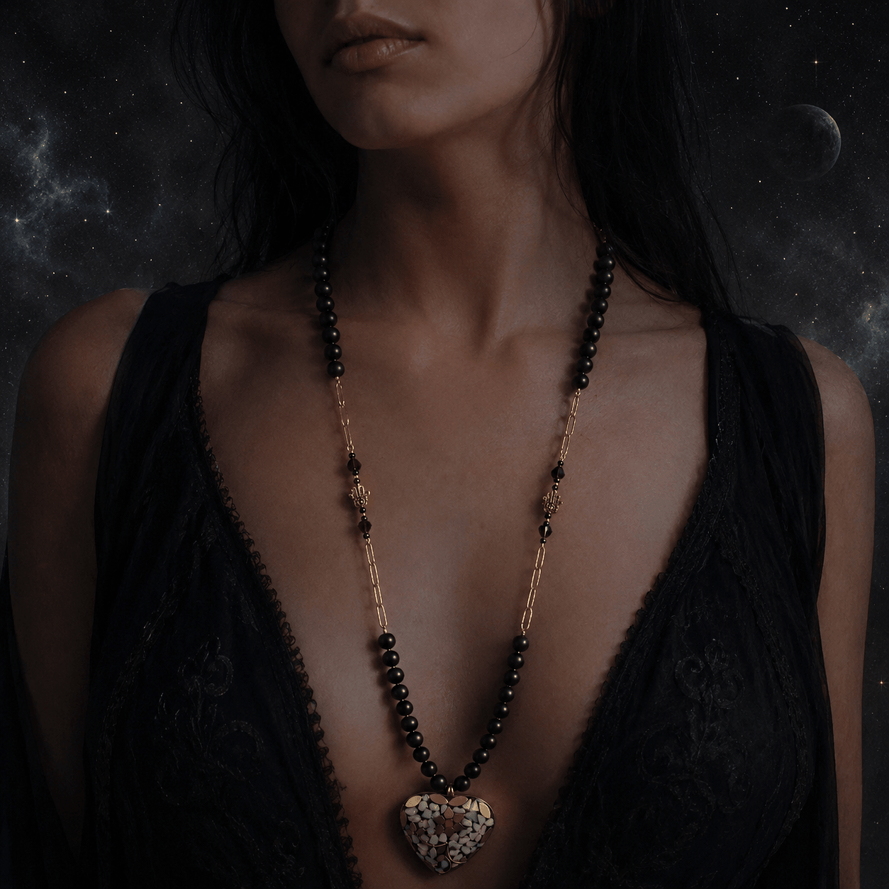 Dark Mosaic Heart- Handmade Jewellery - i am boho