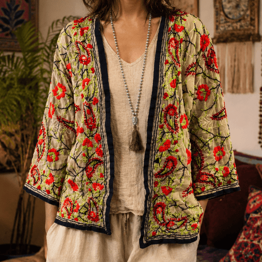 Phulkari in Lime & Red Paisley- Handmade Jewellery - i am boho