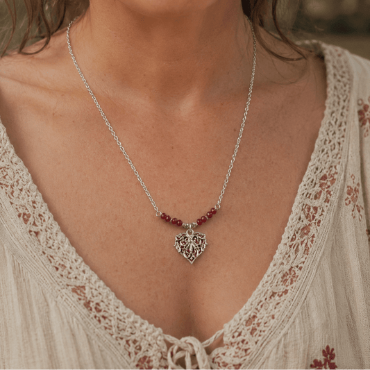 Garnet Heart- Handmade Jewellery - i am boho
