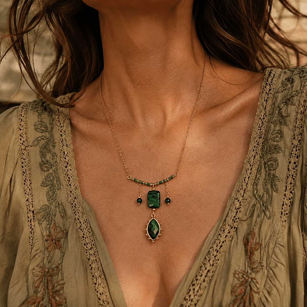 Malachite Marquise- Handmade Jewellery - i am boho