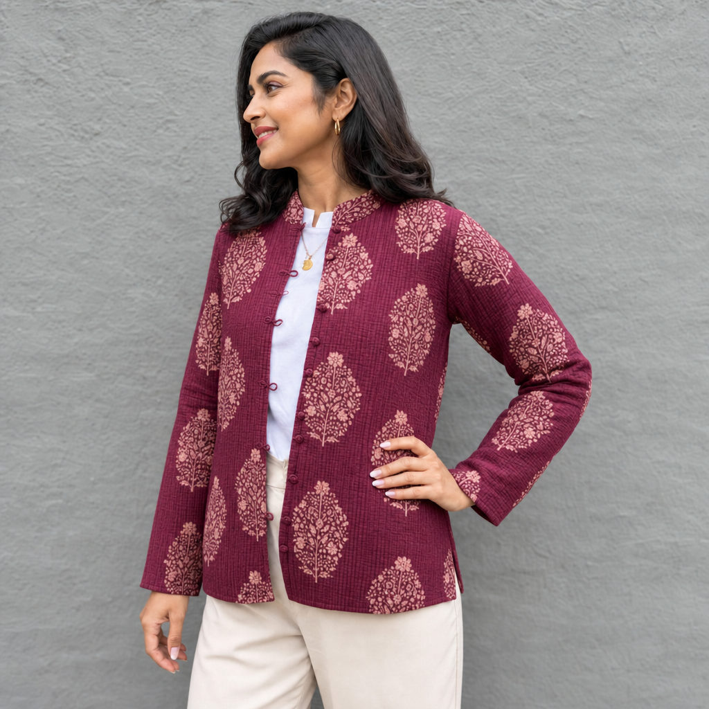 Reversible Jacket in Pinotage Posy