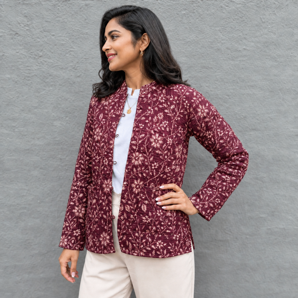 Reversible Jacket in Pinotage Posy