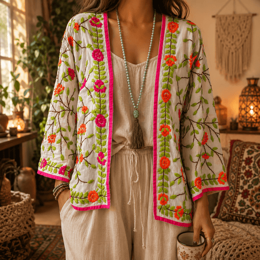 Phulkari in Bright Pink & Orange- Handmade Jewellery - i am boho
