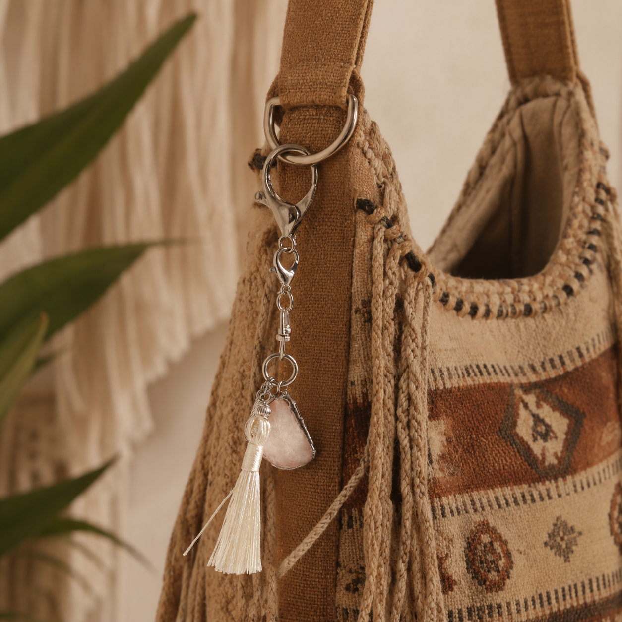 Silver Mist Tassel Bag Charm